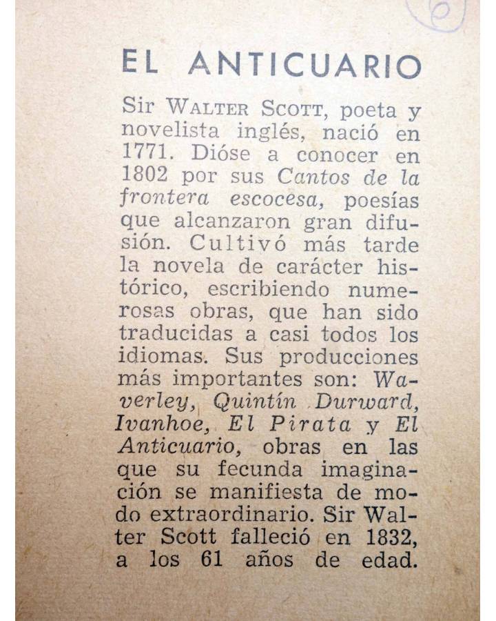 BIBLIOTECA MUNDIAL SOPENA EL ANTICUARIO Walter Scott Sopena 1950