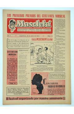 Cubierta de MASCLETA BOMBARDERO SEMANAL GRÁFICO LITERARIO 11. 26 Julio 1952 (Vvaa) Guerri 1952