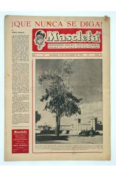 Cubierta de MASCLETA BOMBARDERO SEMANAL GRÁFICO LITERARIO 25. 8 Nov 1952 (Vvaa) Guerri 1952