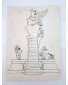 Cubierta de DIBUJO ORIGINAL 34X22 CM FALLAS VALENCIA 1954 119. PLAZA VIRGEN DE LEPANTO (No Acreditado) Valencia 1954