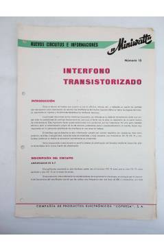 Cubierta de MINIWATT NUEVOS CIRCUITOS E INFORMACIONES 13. INTERFONO TRANSISTORIZADO 1963 (No Acreditado) Copresa 1963
