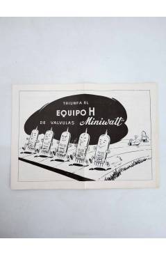 Cubierta de DIPTICO TRIUNFA EL EQUIPO H DE VÁLVULAS MINIWATT 24X17 CM (No Acreditado) Miniwatt 1950
