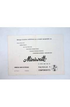 Contracubierta de DIPTICO TRIUNFA EL EQUIPO H DE VÁLVULAS MINIWATT 24X17 CM (No Acreditado) Miniwatt 1950