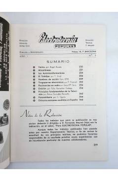 Contracubierta de REVISTA ELECTROTECNIA POPULAR AÑO I N.º 7 (Vvaa) Maymó 1958
