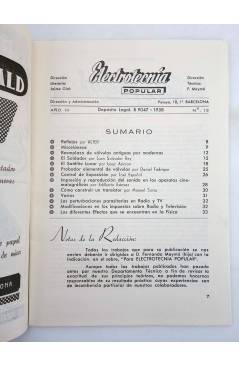 Contracubierta de REVISTA ELECTROTECNIA POPULAR AÑO II N.º 13 (Vvaa) Maymó 1959