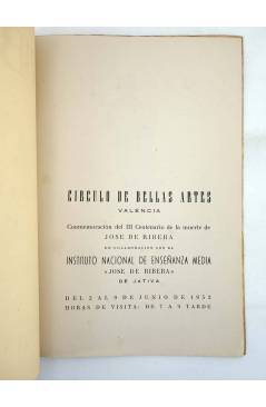 Contracubierta de EXPOSICIÓN DE FOTOGRAFÍAS DE LA OBRA PICTÓRICA DE RIBERA III CENTENARIO MUERTE (No Acreditado) 1953