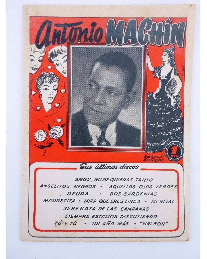 Cubierta de CANCIONERO ANTONIO MACHÍN. SELECCIÓN DE SUS GRANDES ÉXITOS (Antonio Machín) Bistagne 1950