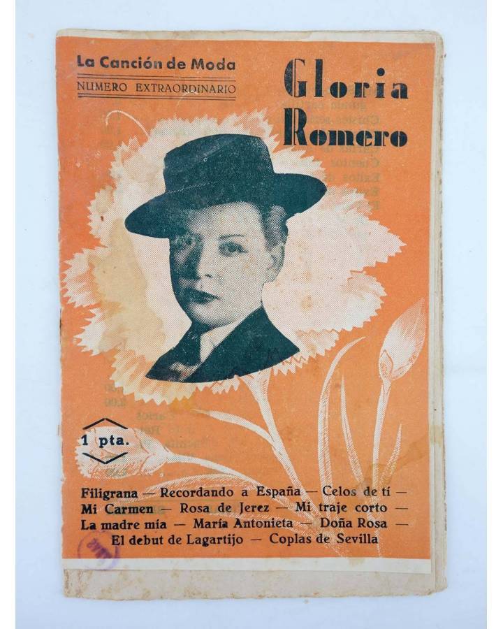 Cubierta de CANCIONERO LA CANCIÓN DE MODA N.º EXTRAORDINARIO. GLORIA ROMERO (Gloria Romero) Patrióticas 1950