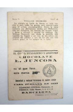 Contracubierta de FOTOCROMOS ACTRICES Y ACTORES SERIE G LOTE DE 15 DIFERENTES (No Acreditado) Chocolates E. Juncosa 1930