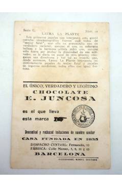 Contracubierta de FOTOCROMO ACTRICES Y ACTORES SERIE G N.º 10. LAURA LA PLANTE (No Acreditado) Chocolates E. Juncosa 193