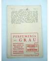 Contracubierta de FOTOCROMO ACTRICES Y ACTORES SERIE C N.º 9. JORGE O’BRIEN (No Acreditado) Perfumería Grau 1930