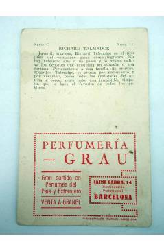 Contracubierta de FOTOCROMO ACTRICES Y ACTORES SERIE C N.º 11. RICHARD TALMADGE (No Acreditado) Perfumería Grau 1930