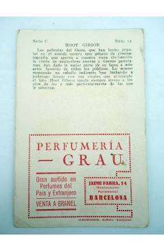 Contracubierta de FOTOCROMO ACTRICES Y ACTORES SERIE C N.º 13. HOOT GIBSON (No Acreditado) Perfumería Grau 1930