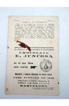 Contracubierta de FOTOCROMO ACTRICES Y ACTORES SERIE J N.º 15. CHARLES DE ROCHEFORT (No Acreditado) Chocolates E. Juncos
