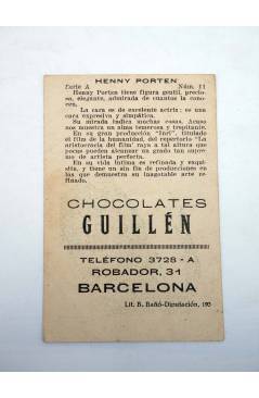 Contracubierta de FOTOCROMOS ARTISTAS DE CINE SERIE A N.º 11. HENNY PORTEN (No Acreditado) Chocolates Guillén 1930