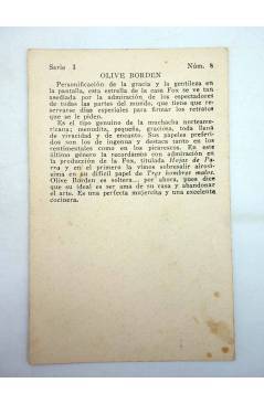 Contracubierta de FOTOCROMO ARTISTAS DE CINE SERIE I N.º 8. OLIVE BORDEN (No Acreditado) No acreditada 1930