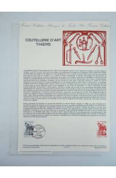 Cubierta de COLLECTION HISTORIQUE DE TIMBRE 32082. COUTELLERIE D’ART THIERS (No Acreditado) Poste Français 1987