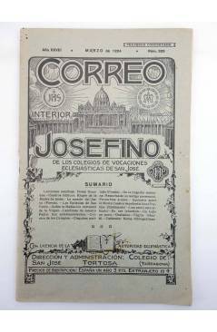 Cubierta de REVISTA CORREO INTERIOR JOSEFINO 325. COLEGIOS DE SAN JOSÉ. MARZO (Mosen Sol) Colegio de San José 1924