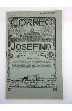 Cubierta de REVISTA CORREO INTERIOR JOSEFINO 354. COLEGIOS DE SAN JOSÉ. AGOSTO (Mosen Sol) Colegio de San José 1926