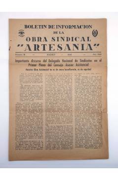 Cubierta de BOLETÍN DE INFORMACIÓN DE LA OBRA SINDICAL ARTESANÍA 38 Y 39. MADRID ABRIL Y MAYO 1948 (Vvaa) Madrid 1948