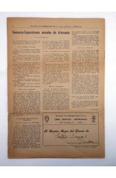 Contracubierta de BOLETÍN DE INFORMACIÓN DE LA OBRA SINDICAL ARTESANÍA 38 Y 39. MADRID ABRIL Y MAYO 1948 (Vvaa) Madrid 1