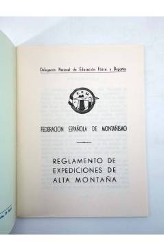 Contracubierta de FEDERACIÓN ESPAÑOLA DE MONTAÑISMO FEM. REGLAMENTO DE EXPEDICIONES DE ALTA MONTAÑA 1973 (Vvaa) 1973