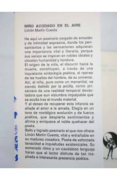 Contracubierta de EL JUGLAR Y LA LUNA. NIÑO ACODADO EN EL AIRE (Limón Martín Cuesta) Seuba 1990