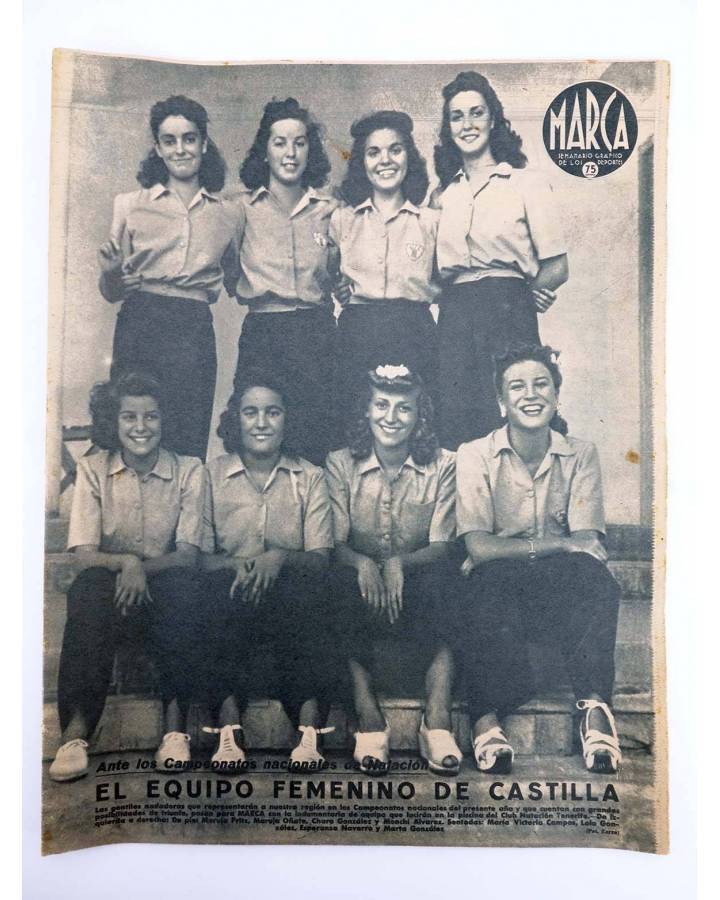 Cubierta de MARCA SEMANARIO GRÁFICO DE LOS DEPORTES 187. EL EQUIPO FEMENINO DE CASTILLA. 8 SEPT 1942 (Vvaa) Marca 1942