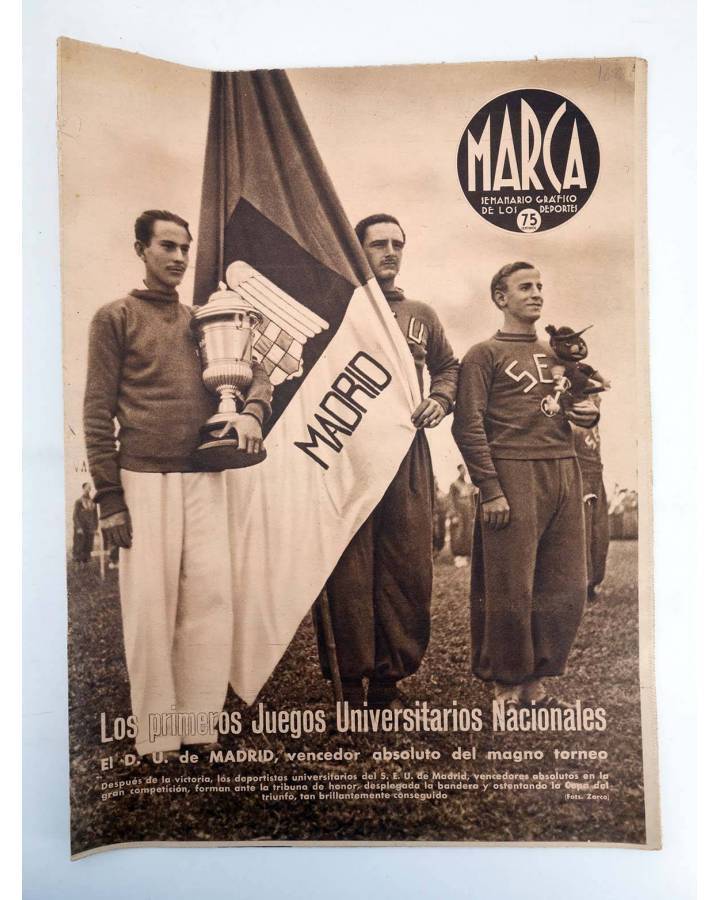 Cubierta de MARCA SEMANARIO GRÁFICO DE LOS DEPORTES 168. ADRID VENCEDOR. 28 ABRIL 1942 (Vvaa) Marca 1942