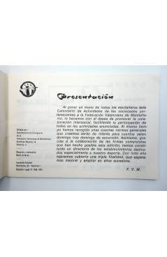 Muestra 1 de FEDERACIÓN VALENCIANA DE MONTAÑISMO FEM. CALENDARIO DE ACTIVIDADES 1973 (Vvaa) Federación Valenciana de Mon