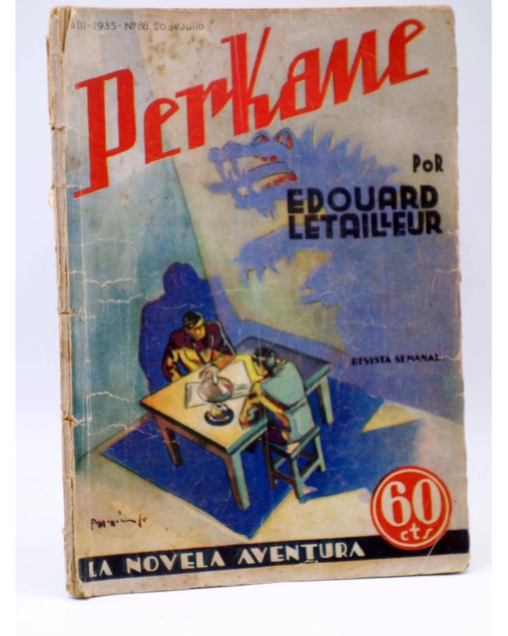 Cubierta de LA NOVELA AVENTURA 88. PERKAME EL DEMONIO DE LA NOCHE (Edouard Letailleur) Hymsa 1935