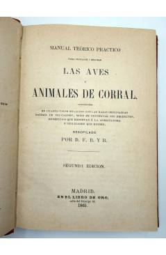 Contracubierta de AVES Y ANIMALES DE CORRAL + PISCICULTURA (D.F.B. Y B. / Un Aficionado) Libro de Oro 1865