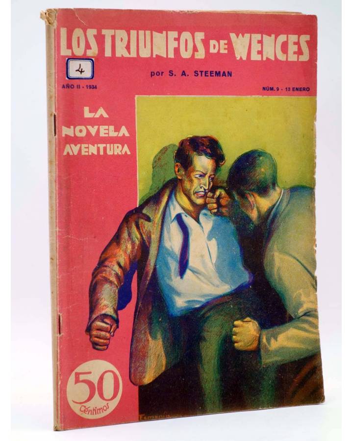 Cubierta de LA NOVELA AVENTURA DETECTIVES Y AVENTURAS 9. LOS TRINFOS DE WENCES (S.A. Steeman) Hymsa 1934
