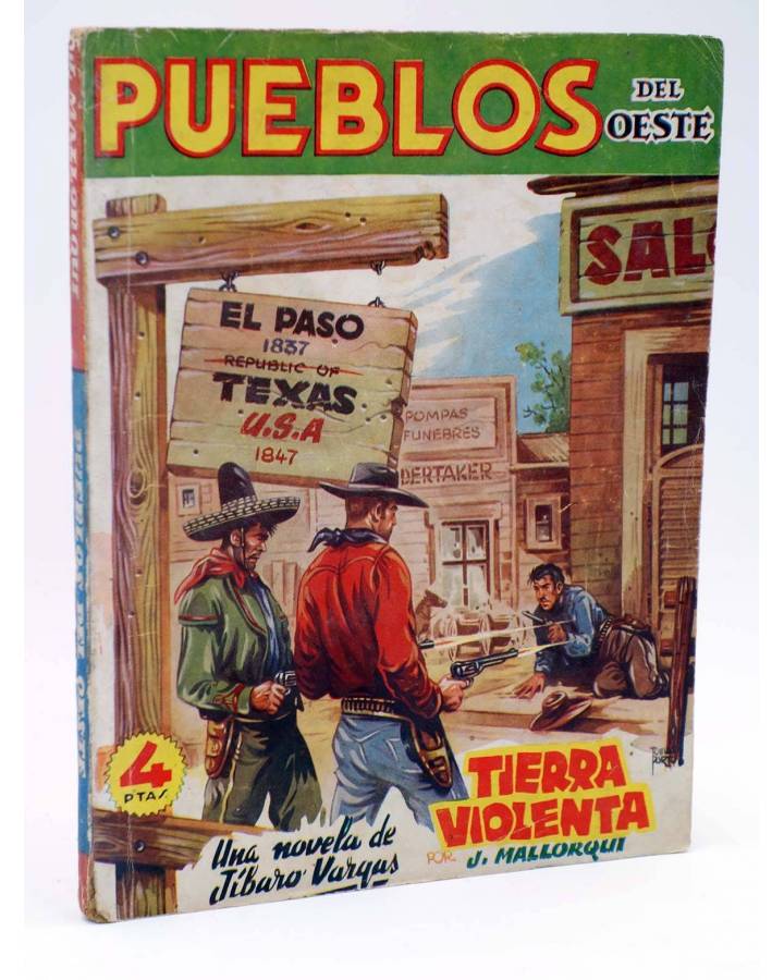 Cubierta de PUEBLOS DEL OESTE 4. EL PASO. TIERRA VIOLENTA (J. Mallorquí) Cliper 1949