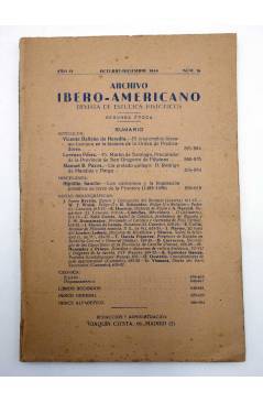 Contracubierta de ARCHIVO IBERO AMERICANO REVISTA DE ESTUDIOS HISTÓRICOS AÑO IV N.º 16 (No Acreditado) Archivo Íbero Ame