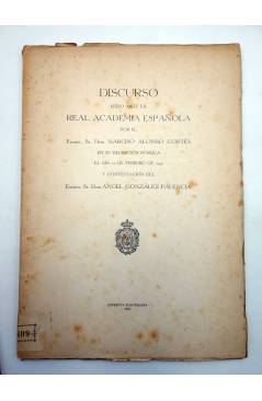 Contracubierta de DISCURSO LEIDO ANTE LA REAL ACADEMIA ESPAÑOLA (Alonso Cortés / González Palencia) Castellana 1946