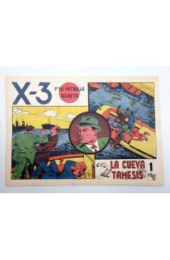 Cubierta de X3 X-3 Y SU PATRULLA SECRETA 1. EN LA CUEVA DEL TÁMESIS (José Grau) Comic Mam? 1985. FACSÍMIL