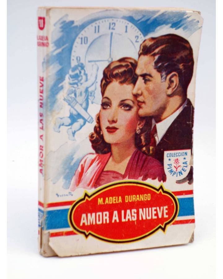 Cubierta de COLECCIÓN PIMPINELA 18. AMOR A LAS NUEVE (M. Adela Durango) Bruguera 1948