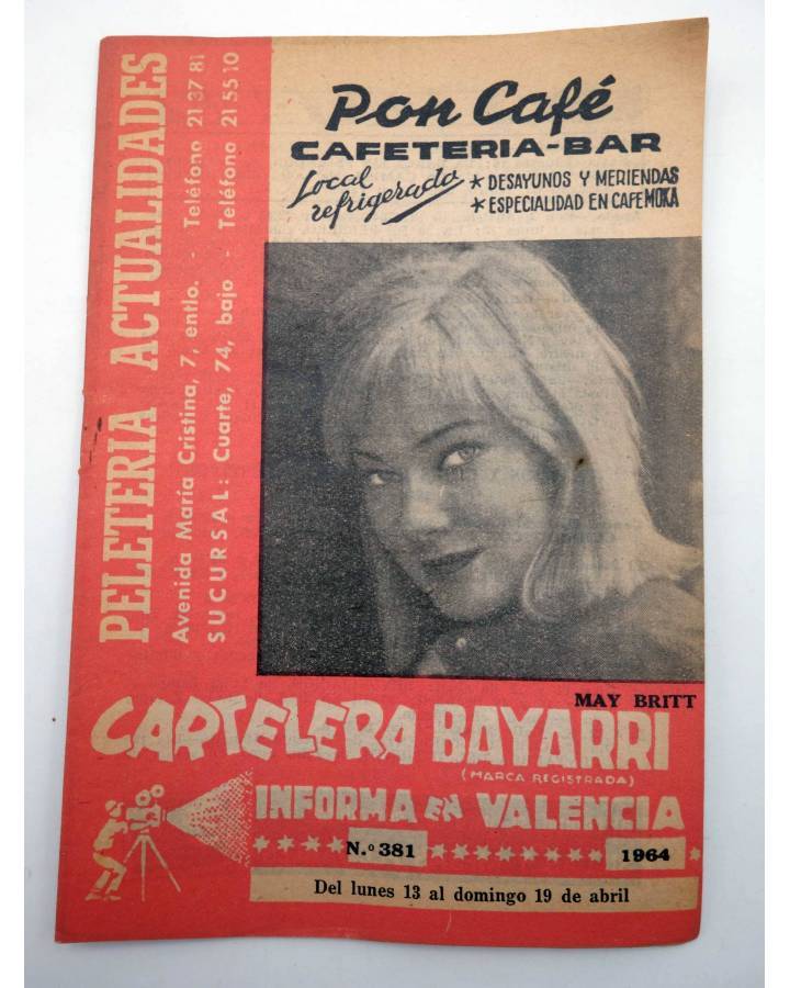 Cubierta de CARTELERA BAYARRI 381. MAY BRITT 1964. Valencia. 13 a 19 abril (Vvaa) Continental 1964