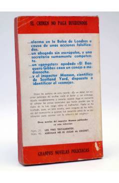 Contracubierta de COLECCIÓN EL BUHO 50. EL CRIMEN NO PAGA DIVIDENDOS (E. Y M.A. Radford) Gerpla 1958