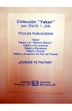 Contracubierta de YAKARI Y LOS CASTORES / Y NANABOZO. TARJETA PUBLICITARIA (Derib / Job) Juventud 1985