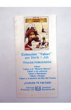Cubierta de MARCAPÁGINAS YAKARI Y LOS CASTORES / Y NANABOZO 7X14 CM (Derib / Job) Juventud 1985