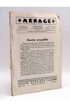 Cubierta de MENAGE REVISTA DE COCINA 42. 2ª ÉPOCA. AÑO IV (Vvaa) Revista Menage 1934