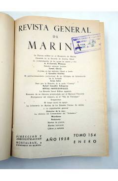 Contracubierta de REVISTA GENERAL DE MARINA TOMO 154. ENERO-JUNIO 1958. 846 PÁGS (Vvaa) Ministerio de Marina 1958