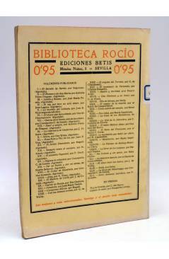 Contracubierta de BIBLIOTECA ROCÍO 45 XLV. AMOR AMISTAD Y SACRIFICIO (Pedro Alciete) Betis Circa 1939