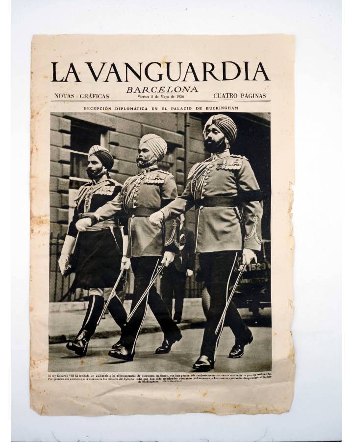 Cubierta de PERIÓDICO LA VANGUARDIA. BARCELONA. 8 MAYO 1936. NOTAS GRAFICAS 4 PÁGS. PALACIO BUCKINGHAM. La Vanguardia 19