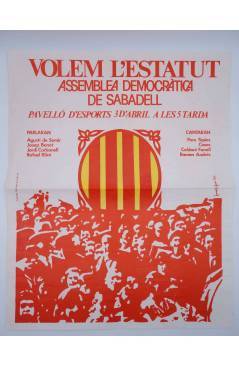 Cubierta de CARTEL VOLEM L'ESTATUT. ASSEMBLEA DEMOCRÀTICA DE SABADELL.. 43X53 CM. TRANSICIÓN ESPAÑOLA. Sabadell 1977