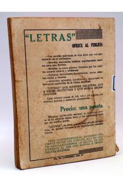 Contracubierta de LETRAS. REVISTA LITERARIA POPULAR 10. EL PROCESO DE MARCHESTER ROYAL (S.J. Fletcher) El Noticiero 1938