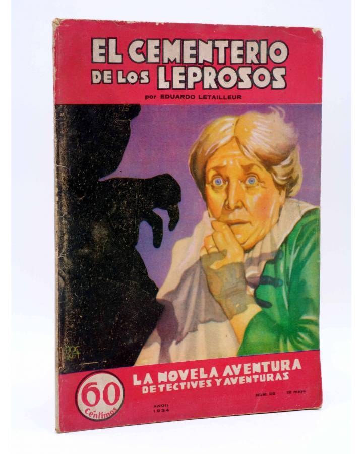 Cubierta de LA NOVELA AVENTURA 26. EL CEMENTERIO DE LOS LEPROSOS (Eduardo Letailleur) Hymsa 1934