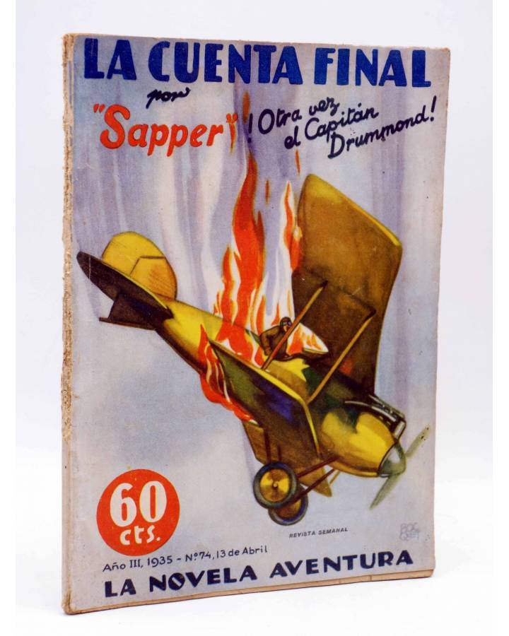 Cubierta de LA NOVELA AVENTURA 74. CAPITÁN DRUMMOND. LA CUENTA FINAL (Sapper) Hymsa 1935